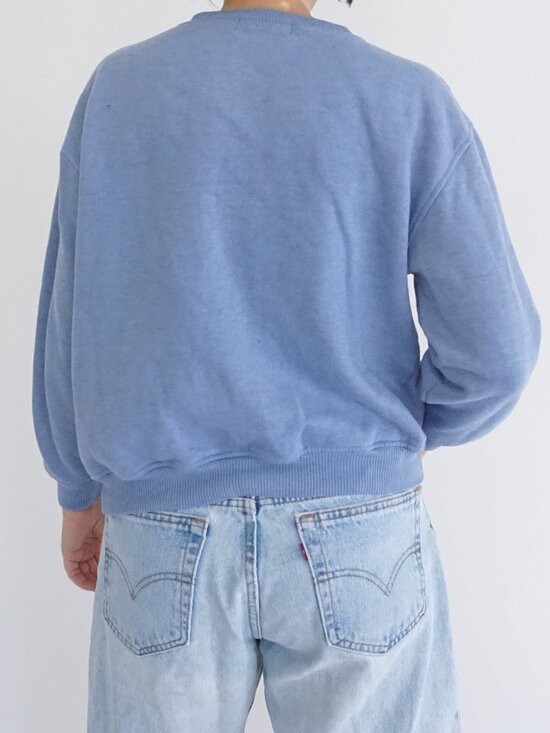 Vintage Alfred Dunner Blue Floral Knit Top Cottagecore Cotton Blend Sweater L - Picture 2 of 8